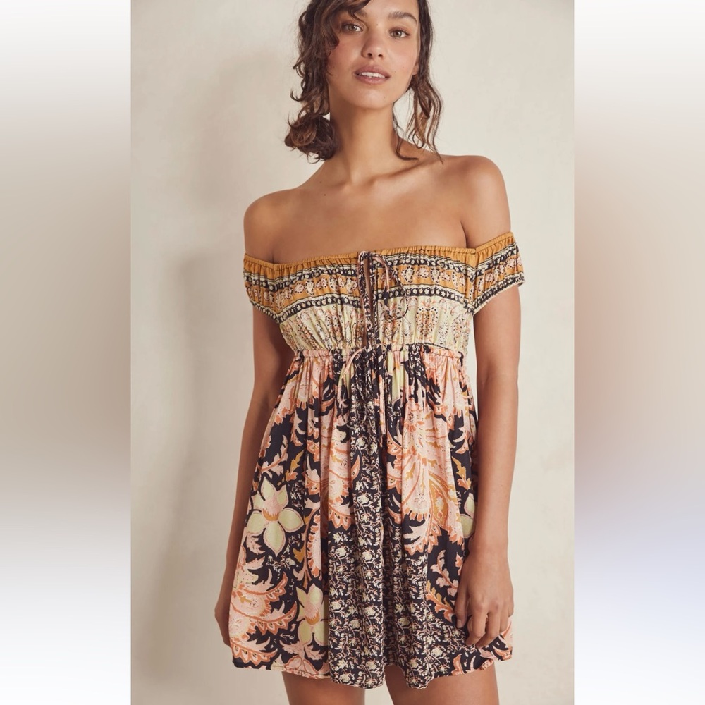 Free People Intimately Bali Mariposa Patterned Colourful Mini Slip Dress Medium - Picture 2 of 16